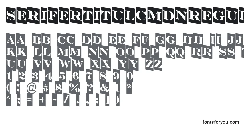 Czcionka SerifertitulcmdnRegular – alfabet, cyfry, specjalne znaki