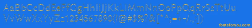 LinbiolinumAu-Schriftart – Orangefarbene Schriften auf blauem Hintergrund