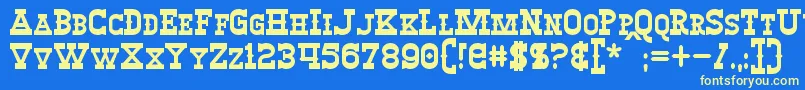 フォントWinslettBold – 黄色の文字、青い背景