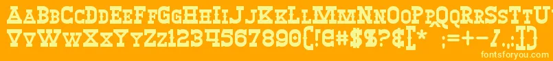 WinslettBold-fontti – keltaiset fontit oranssilla taustalla
