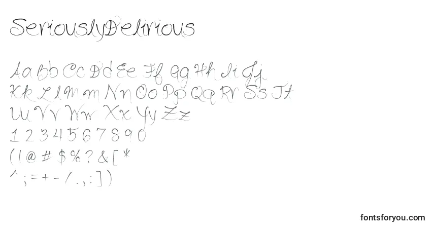 Schriftart SeriouslyDelirious – Alphabet, Zahlen, spezielle Symbole