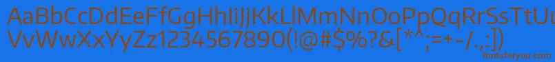 フォントEncodesansRegular – 茶色の文字が青い背景にあります。