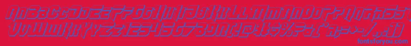 Omegaforce3Dital11-Schriftart – Blaue Schriften auf rotem Hintergrund