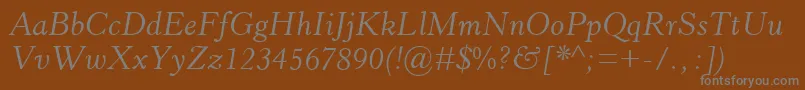 HorleyOsMtItalic-fontti – harmaat kirjasimet ruskealla taustalla