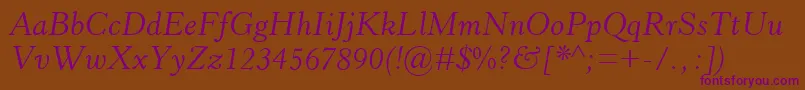 HorleyOsMtItalic Font – Purple Fonts on Brown Background