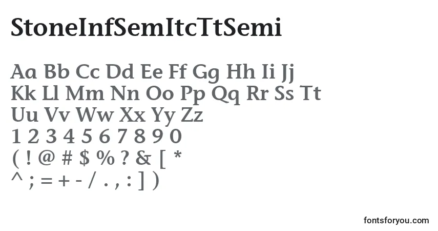 StoneInfSemItcTtSemi-fontti – aakkoset, numerot, erikoismerkit