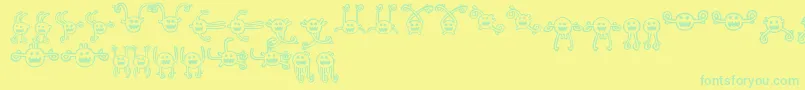 BetweenMyEars Font – Green Fonts on Yellow Background