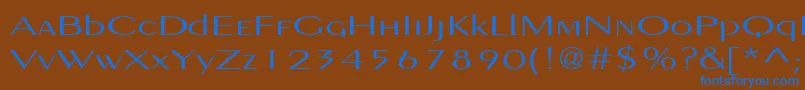 フォントPigNoseTypeMedium – 茶色の背景に青い文字