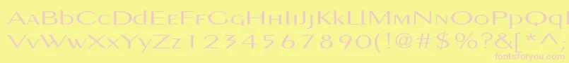 PigNoseTypeMedium-fontti – vaaleanpunaiset fontit keltaisella taustalla