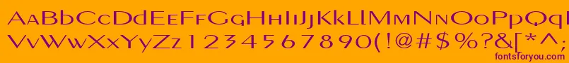 PigNoseTypeMedium-Schriftart – Violette Schriften auf orangefarbenem Hintergrund