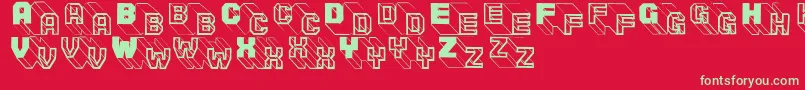 Threedeetwobeta Font – Green Fonts on Red Background