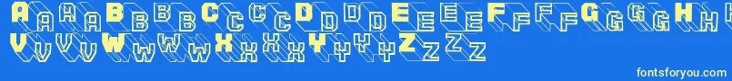 Threedeetwobeta Font – Yellow Fonts on Blue Background