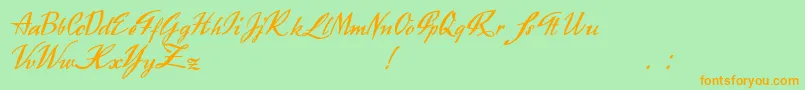 Exclusivite-Schriftart – Orangefarbene Schriften auf grünem Hintergrund