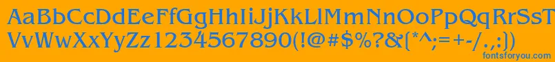 Czcionka Benguiatitctee – niebieskie czcionki na pomarańczowym tle