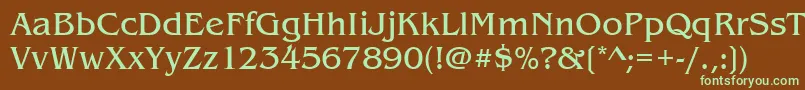 フォントBenguiatitctee – 緑色の文字が茶色の背景にあります。