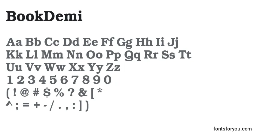 BookDemi-fontti – aakkoset, numerot, erikoismerkit