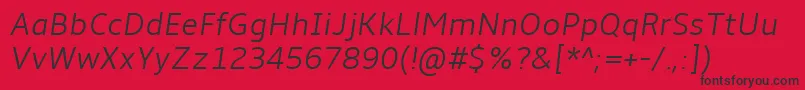 Шрифт Amble Lightitalic – чёрные шрифты на красном фоне