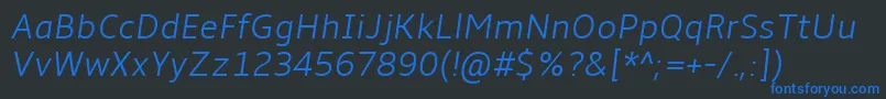 Amble Lightitalic Font – Blue Fonts on Black Background