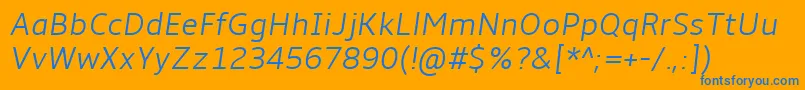 Amble Lightitalic Font – Blue Fonts on Orange Background
