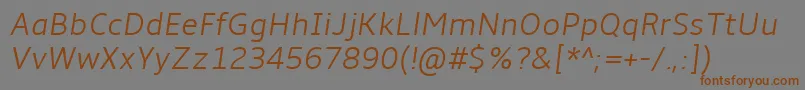 Amble Lightitalic Font – Brown Fonts on Gray Background