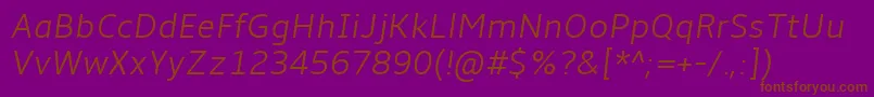 Amble Lightitalic Font – Brown Fonts on Purple Background