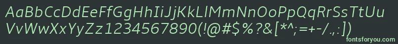 Amble Lightitalic Font – Green Fonts on Black Background