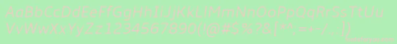 Amble Lightitalic Font – Pink Fonts on Green Background