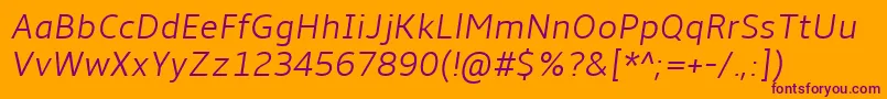 Amble Lightitalic Font – Purple Fonts on Orange Background