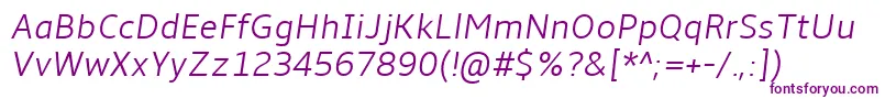 Amble Lightitalic Font – Purple Fonts on White Background