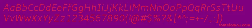 Amble Lightitalic Font – Red Fonts on Purple Background