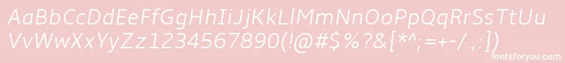 Шрифт Amble Lightitalic – белые шрифты на розовом фоне