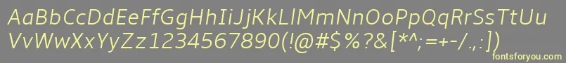 Amble Lightitalic Font – Yellow Fonts on Gray Background