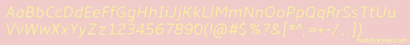 Amble Lightitalic Font – Yellow Fonts on Pink Background