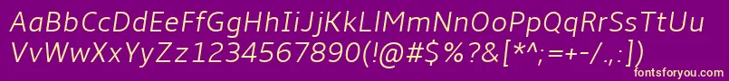 Amble Lightitalic Font – Yellow Fonts on Purple Background