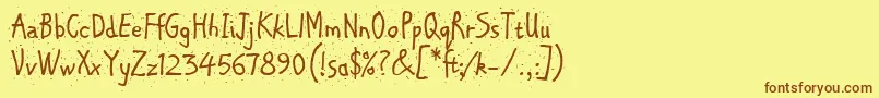 ChipperLetPlain.1.0 Font – Brown Fonts on Yellow Background