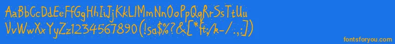 ChipperLetPlain.1.0-Schriftart – Orangefarbene Schriften auf blauem Hintergrund