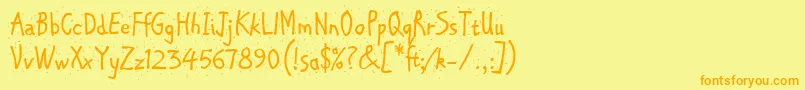 ChipperLetPlain.1.0 Font – Orange Fonts on Yellow Background