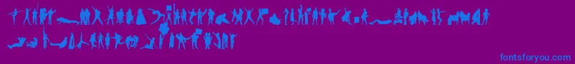 HumanSilhouettesFreeThree-Schriftart – Blaue Schriften auf violettem Hintergrund