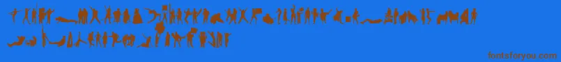 HumanSilhouettesFreeThree Font – Brown Fonts on Blue Background