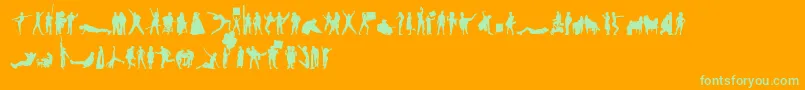 HumanSilhouettesFreeThree Font – Green Fonts on Orange Background