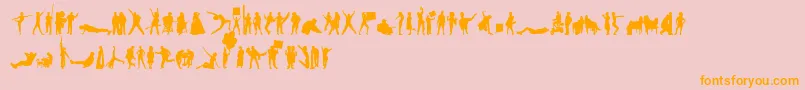 HumanSilhouettesFreeThree-Schriftart – Orangefarbene Schriften auf rosa Hintergrund