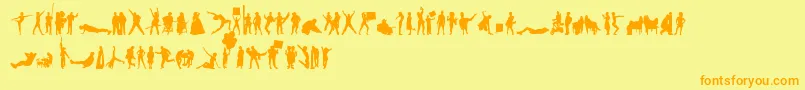 HumanSilhouettesFreeThree Font – Orange Fonts on Yellow Background