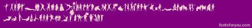 フォントHumanSilhouettesFreeThree – 紫の背景にピンクのフォント