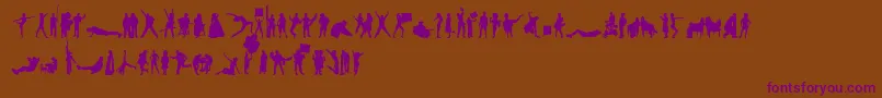 HumanSilhouettesFreeThree Font – Purple Fonts on Brown Background