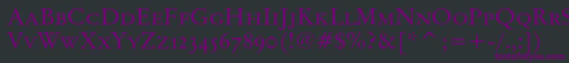 Czcionka Originalgaramondsccbt – fioletowe czcionki na czarnym tle