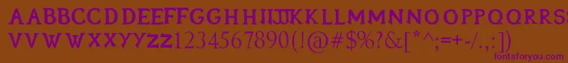 Oblivionfont-Schriftart – Violette Schriften auf braunem Hintergrund