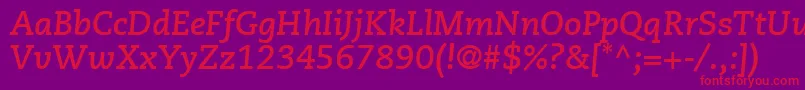 MonologueSsiBoldItalic Font – Red Fonts on Purple Background