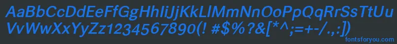 Helvarimediumitalic Font – Blue Fonts on Black Background
