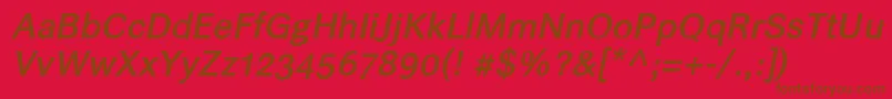 Helvarimediumitalic Font – Brown Fonts on Red Background