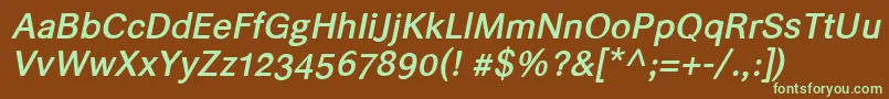 Helvarimediumitalic-fontti – vihreät fontit ruskealla taustalla